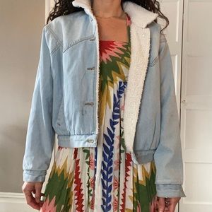 Vintage Denim Jacket with Sherpa Lining